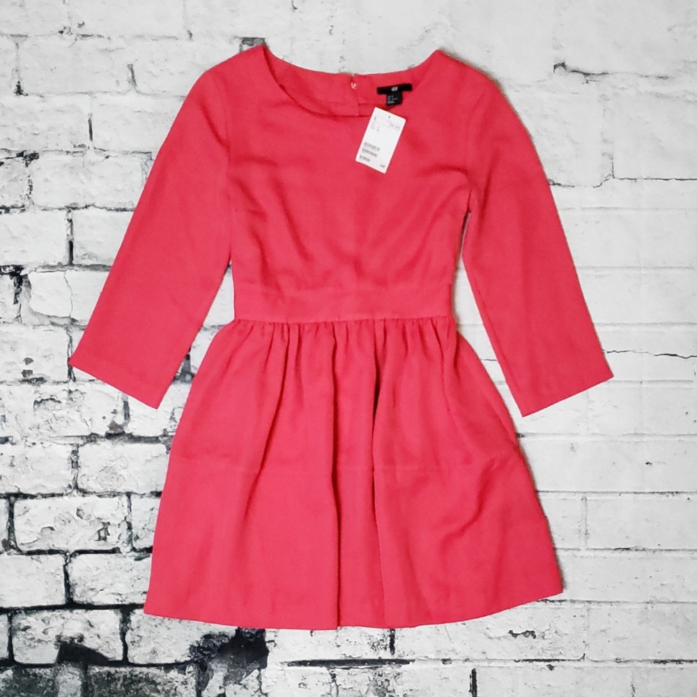 H&M ¾ Sleeve Coral Dress NWT